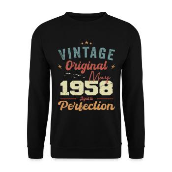 Mai 1958 Geburtstag Mai 1958 Geschenk Mai 1958 - Unisex Pullover - Schwarz - Vorne - Alina (178cm) & Michal (187cm)