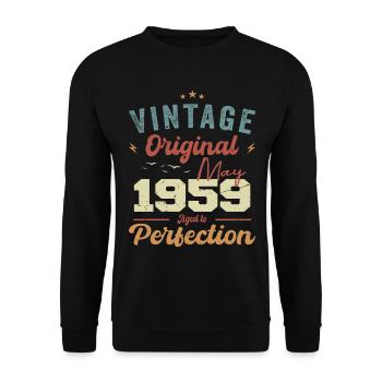 Mai 1959 anniversaire Mai 1959 cadeau Mai 1959 - Sweat-shirt Unisexe - noir - Devant - Alina (178cm) & Michal (187cm)