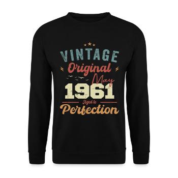 Mai 1961 Geburtstag Mai 1961 Geschenk Mai 1961 - Unisex Pullover - Schwarz - Vorne - Alina (178cm) & Michal (187cm)
