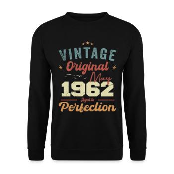 Mai 1962 Geburtstag Mai 1962 Geschenk Mai 1962 - Unisex Pullover - Schwarz - Vorne - Alina (178cm) & Michal (187cm)