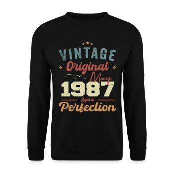 Mai 1987 Geburtstag Mai 1987 Geschenk Mai 1987 - Unisex Pullover - Schwarz - Vorne - Alina (178cm) & Michal (187cm)