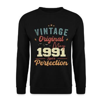 Mai 1991 Geburtstag Mai 1991 Geschenk Mai 1991 - Unisex Pullover - Schwarz - Vorne - Alina (178cm) & Michal (187cm)