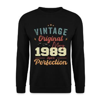 Mai 1989 Geburtstag Mai 1989 Geschenk Mai 1989 - Unisex Pullover - Schwarz - Vorne - Alina (178cm) & Michal (187cm)