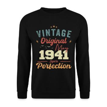 Mai 1941 Anniversaire Mai 1941 Cadeau Mai 1941 - Sweat-shirt Unisexe - noir - Devant - Alina (178cm) & Michal (187cm)