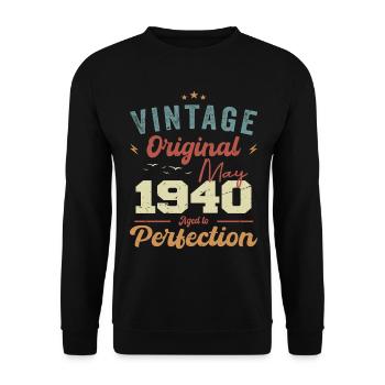 May 1940 Birthday May 1940 Gift May 1940 - Unisex Sweatshirt - black - Front - Alina (178cm) & Michal (187cm)