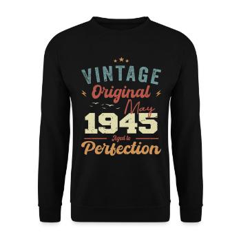 Mai 1945 Geburtstag Mai 1945 Geschenk Mai 1945 - Unisex Pullover - Schwarz - Vorne - Alina (178cm) & Michal (187cm)