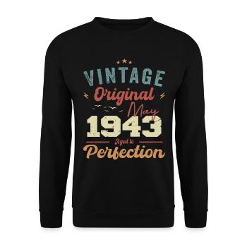 Mai 1943 Geburtstag Mai 1943 Geschenk Mai 1943 - Unisex Pullover - Schwarz - Vorne - Alina (178cm) & Michal (187cm)