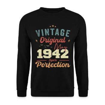 Mai 1942 Geburtstag Mai 1942 Geschenk Mai 1942 - Unisex Pullover - Schwarz - Vorne - Alina (178cm) & Michal (187cm)