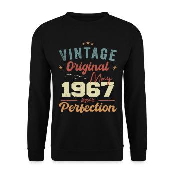 Mai 1967 Geburtstag Mai 1967 Geschenk Mai 1967 - Unisex Pullover - Schwarz - Vorne - Alina (178cm) & Michal (187cm)