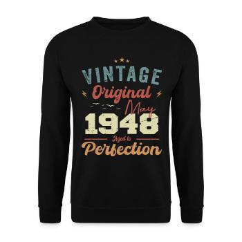 Mai 1948 Geburtstag Mai 1948 Geschenk Mai 1948 - Unisex Pullover - Schwarz - Vorne - Alina (178cm) & Michal (187cm)