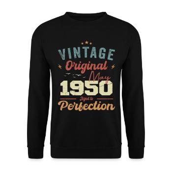 Mai 1950 Geburtstag Mai 1950 Geschenk Mai 1950 - Unisex Pullover - Schwarz - Vorne - Alina (178cm) & Michal (187cm)