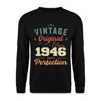 Mai 1946 Geburtstag Mai 1946 Geschenk Mai 1946 - Unisex Pullover - Schwarz - Vorne - Alina (178cm) & Michal (187cm)
