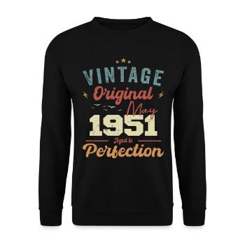Mai 1951 Anniversaire Mai 1951 Cadeau Mai 1951 - Sweat-shirt Unisexe - noir - Devant - Alina (178cm) & Michal (187cm)