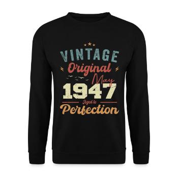 Mai 1947 Geburtstag Mai 1947 Geschenk Mai 1947 - Unisex Pullover - Schwarz - Vorne - Alina (178cm) & Michal (187cm)
