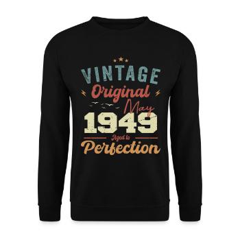 May 1949 Birthday May 1949 Gift May 1949 - Unisex Sweatshirt - black - Front - Alina (178cm) & Michal (187cm)