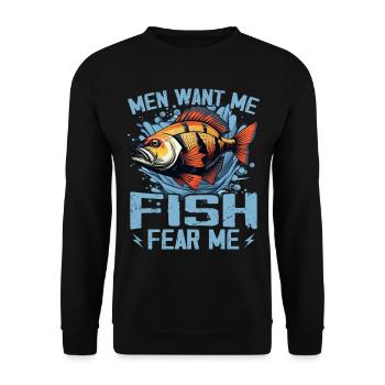 Men Want Me Fish Fear Me Tees Fishing - Unisex Sweatshirt - black - Front - Alina (178cm) & Michal (187cm)
