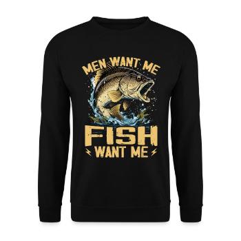 Men Want Me Fish Fear Me Tees Fishing - Unisex Sweatshirt - black - Front - Alina (178cm) & Michal (187cm)