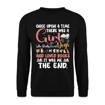 Ein Mädchen, das Hunde und Bücher liebte - Unisex Pullover - Schwarz - Vorne - Alina (178cm) & Michal (187cm)