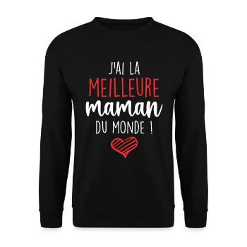Die beste Mutter - Ich habe die beste Mutter der Welt - Unisex Pullover - Schwarz - Vorne - Alina (178cm) & Michal (187cm)