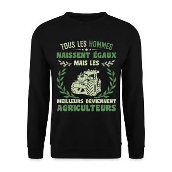 All Men Are Born Equal Farmers Gift - Unisex Sweatshirt - black - Front - Alina (178cm) & Michal (187cm)