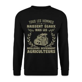 All Men Are Born Equal Farmers Gift - Unisex Sweatshirt - black - Front - Alina (178cm) & Michal (187cm)