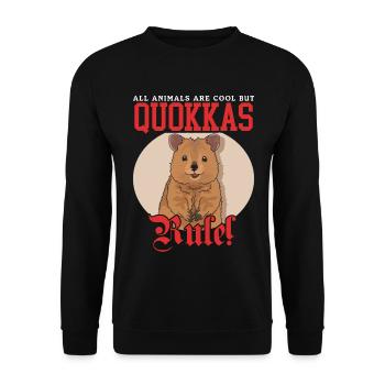 Quokka Kurzschwanzkänguru Quokkas Geschenk - Unisex Pullover - Schwarz - Vorne - Alina (178cm) & Michal (187cm)