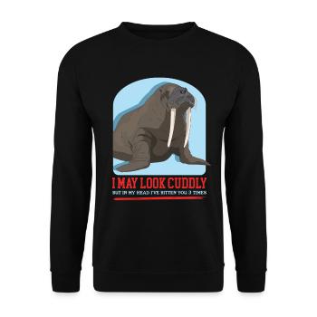 Walross Walrus Walroß Walrosse Geschenk - Unisex Pullover - Schwarz - Vorne - Alina (178cm) & Michal (187cm)