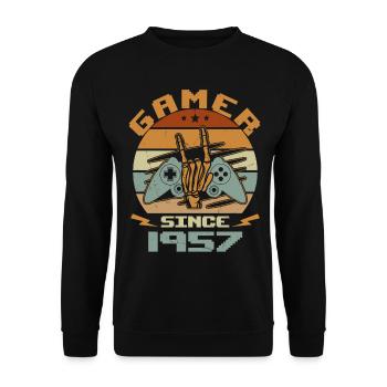 Gamer Since 1957 - Gaming Birthday Gift 1957 - Unisex Sweatshirt - black - Front - Alina (178cm) & Michal (187cm)