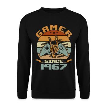 Gamer seit 1967 - Gaming Geburtstagsgeschenk 1967 - Unisex Pullover - Schwarz - Vorne - Alina (178cm) & Michal (187cm)