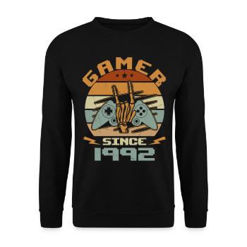 Gamer Since 1992 - Gaming Cadeau Anniversaire 1992 - Sweat-shirt Unisexe - noir - Devant - Alina (178cm) & Michal (187cm)