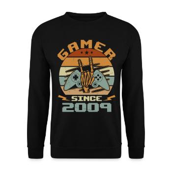 Gamer Since 2009 - Gaming Birthday Gift 2009 - Unisex Sweatshirt - black - Front - Alina (178cm) & Michal (187cm)