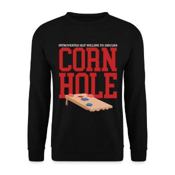 Joueur de cornhole | Cadeau de sac de haricots à trou aveugle - Sweat-shirt Unisexe - noir - Devant - Alina (178cm) & Michal (187cm)