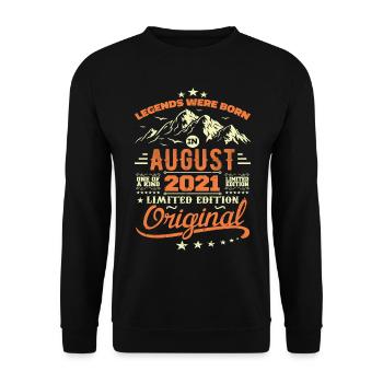 August 2021 Geburtstag August 2021 Vintage Geschenk - Unisex Pullover - Schwarz - Vorne - Alina (178cm) & Michal (187cm)