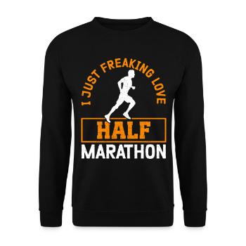 Demi-marathon Cadeau pour coureur de semi-marathon - Sweat-shirt Unisexe - noir - Devant - Alina (178cm) & Michal (187cm)
