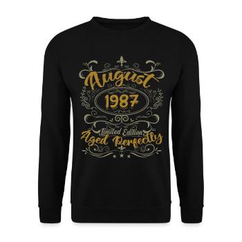 August 1987 August Geburtstagsgeschenk 1987 August 1987 - Unisex Pullover - Schwarz - Vorne - Alina (178cm) & Michal (187cm)