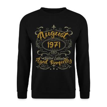 Août 1971 Août Cadeau Anniversaire 1971 Août 1971 - Sweat-shirt Unisexe - noir - Devant - Alina (178cm) & Michal (187cm)