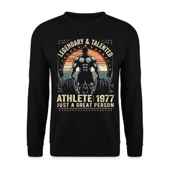 Vintage 1977 Fitness Cadeau D'anniversaire 1977 - Sweat-shirt Unisexe - noir - Devant - Alina (178cm) & Michal (187cm)