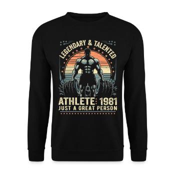Jahrgang 1981 Fitness Geburtstagsgeschenk 1981 - Unisex Pullover - Schwarz - Vorne - Alina (178cm) & Michal (187cm)