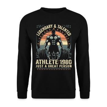 Jahrgang 1980er Jahre Fitness Geburtstagsgeschenk 1980er Jahre - Unisex Pullover - Schwarz - Vorne - Alina (178cm) & Michal (187cm)