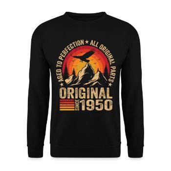 Original 1950er Jahre Jahrgang 1950er Geburtstag 1950er Jahre Retro - Unisex Pullover - Schwarz - Vorne - Alina (178cm) & Michal (187cm)