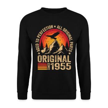 Original 1955 Jahrgang 1955 Geburtstag 1955 Retro - Unisex Pullover - Schwarz - Vorne - Alina (178cm) & Michal (187cm)