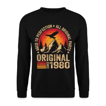 Original 1980 Vintage 1980 Anniversaire 1980 Rétro - Sweat-shirt Unisexe - noir - Devant - Alina (178cm) & Michal (187cm)