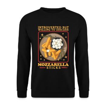Mozzarella Sticks Cheese Lover Gift - Unisex Sweatshirt - black - Front - Alina (178cm) & Michal (187cm)