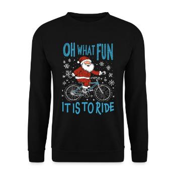 SANTA CLAUS BICYCLE FUNNY CHRISTMAS GIFT - Unisex Sweatshirt - black - Front - Alina (178cm) & Michal (187cm)