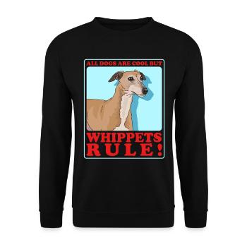 Whippet Petit lévrier anglais Cadeau - Sweat-shirt Unisexe - noir - Devant - Alina (178cm) & Michal (187cm)