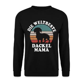 HUNDEFREUNDE TECKEL DACKELMAMA DACKEL GESCHENK - Unisex Pullover - Schwarz - Vorne - Alina (178cm) & Michal (187cm)