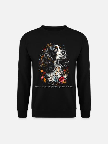 Zuhause ist, wo mein English Springer Spaniel lebt... - Unisex Pullover - Schwarz