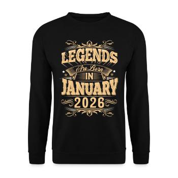 January 2026 Birthday Legend - Unisex Sweatshirt - black - Front - Alina (178cm) & Michal (187cm)