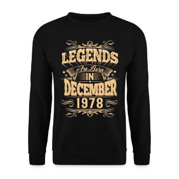 Légende de l’anniversaire de décembre 1978 - Sweat-shirt Unisexe - noir - Devant - Alina (178cm) & Michal (187cm)
