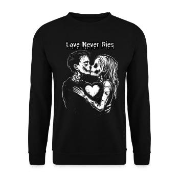 Love Never Dies - Gothic Zombie Liebesdesign - Unisex Pullover - Schwarz - Vorne - Alina (178cm) & Michal (187cm)